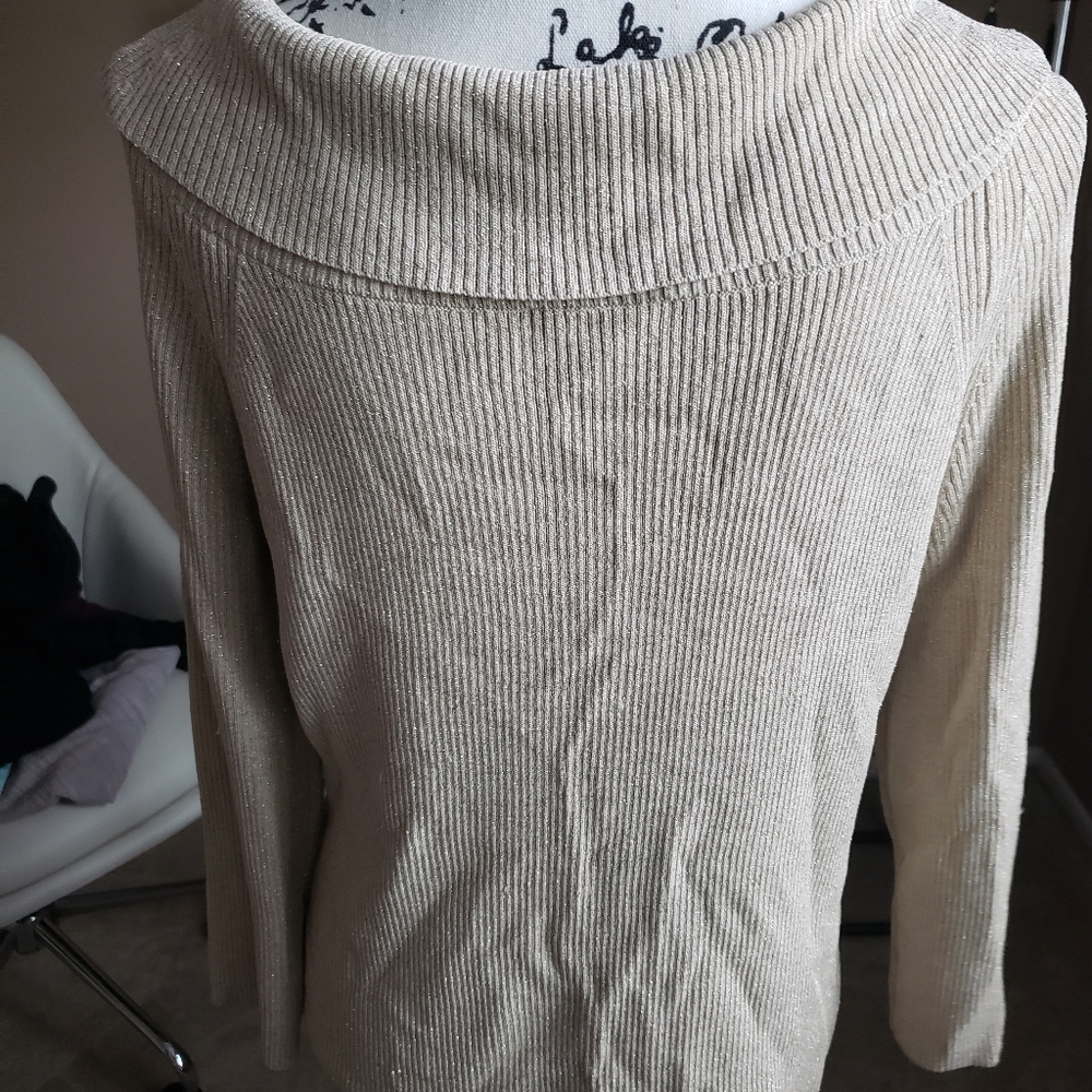 Pale gold long sleeve sweater with little shimmer